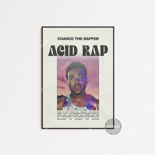 Chance the Rapper Posters / Acid Rap Poster, Tracklist Album Cover Poster, Custom Poster, Chance the Rapper, Acid Rap, Coloring Book LESS95