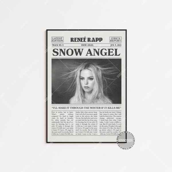 Reneé Rapp Retro Newspaper Print, Snow Angel Poster, Snow Angel Lyrics Print, Everything To Everyone Poster, Reneé Rapp Poster, LC3