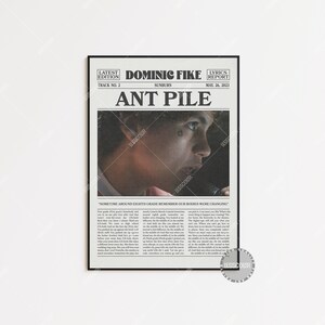 Dominic Fike Retro Newspaper Print, Ant Pile Poster, Ant Pile Lyric Print, Dominic Fike Poster, Sunburn Poster,  LC3 LESS143