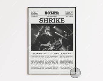 Hozier Retro Newspaper Print, Shrike Poster, Shrike Lyrics Print, Hozier Poster, Wasteland, Baby! Poster, LC3