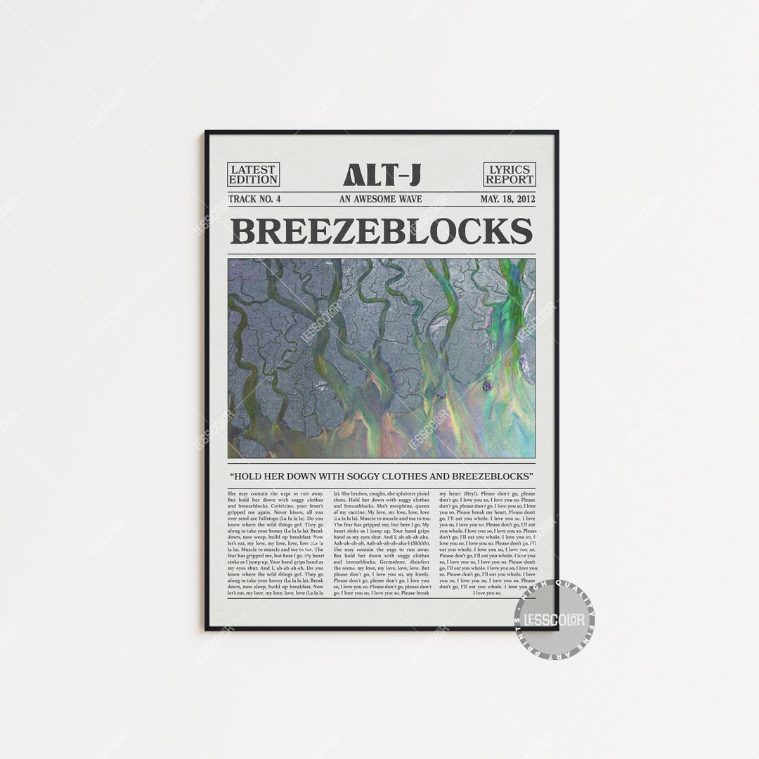 Alt-j Retro Newspaper Print, Breezeblocks Poster, Breezeblocks Lyrics ...