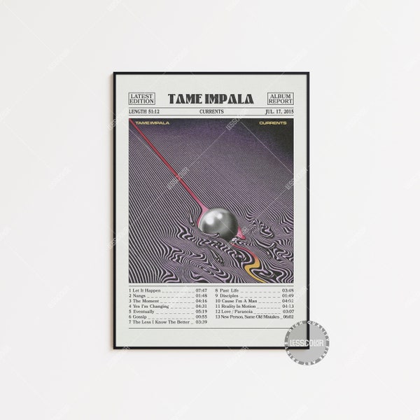 Tame Impala Retro Newspaper Print, Currents Poster, Tame Impala Poster, Album Cover Posters, LC4