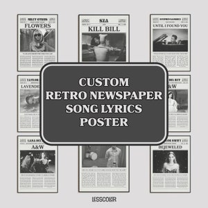 Request Your Retro Newspaper Print / Song Lyrics Poster / Request Your Own Album Choice / Custom Music Print / Album Art Prints / Gift Idea