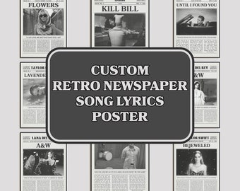 Request Your Retro Newspaper Print / Song Lyrics Poster / Request Your Own Album Choice / Custom Music Print / Album Art Prints / Gift Idea