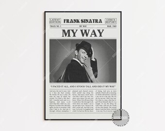 Frank Sinatra Retro Newspaper Print, My Way Poster, My Way Print, Frank Sinatra Poster, My Way Poster, LC3