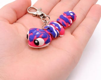 Articulated Gecko Keychain – 3D Printed Flexible Fidget Charm Pink