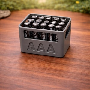 3D Printed AAA Battery Holder - 20 Battery Organizer, Stackable Design
