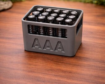 3D Printed AAA Battery Holder - 20 Battery Organizer, Stackable Design