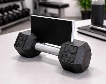 Barbell Business Card Holder – Weightlifting Desk Card Stand – Gym Office Decor – 3D Printed