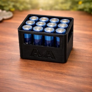 3D Printed AA Battery Holder - 12 Battery Organizer, Stackable Design