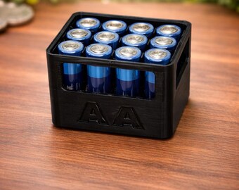 3D Printed AA Battery Holder - 12 Battery Organizer, Stackable Design