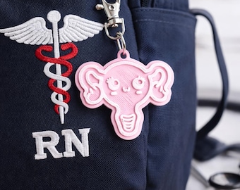 Cute Uterus Keychain | Kawaii Uterus Charm| Medical Student Gift | Nurse Gift | 3D Printed Keychain | Anatomy