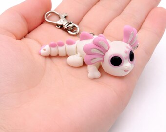 3D Printed Axolotl Keychain Pink – Articulated Fidget Animal Charm