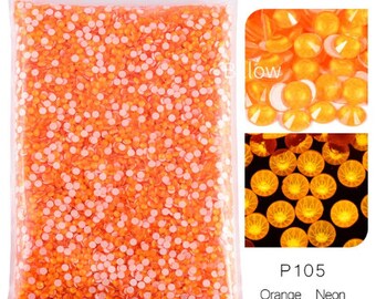 ORANGE Néon Non Hotfix Flatback Strass En Vrac 14400 Cristaux Nail Art