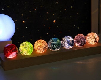 Colorful glass beads, crystal ball ornaments, table lamps, gift, planet lamp, night lamp