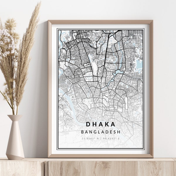 Dhaka City Map Print | Dhaka Poster | Wall Art | Geographic Print | Digital Download