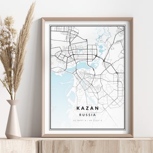Kazan City Map Print | Kazan Poster | Wall Art | Geographic Print | Digital Download