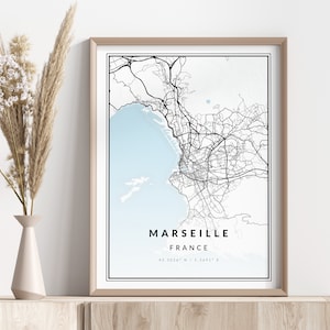 Marseille Karte Drucken | Marseille Poster | Wandkunst | Geographischer Druck | Digitaler Download