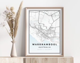 Warrnambool City Map Print | Warrnambool Poster | Wall Art | Geographic Print | Digital Download