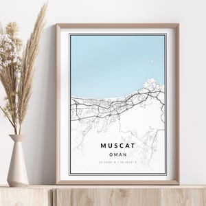Muscat City Map Print | Muscat Poster | Wall Art | Geographic Print | Digital Download