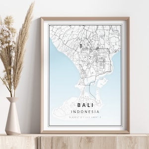 Stampa mappa di Bali / Poster di Bali / Arte della parete / Stampa geografica / Download digitale