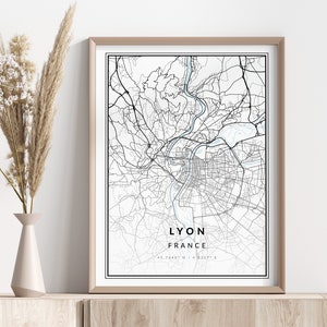 Stadtplan von Lyon drucken | Lyon-Poster | Wandkunst | Geografischer Druck | Digitaler Download