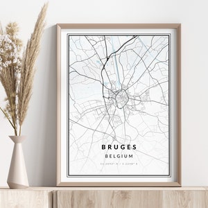 Bruges City Map Print | Bruges Poster | Wall Art | Geographic Print | Digital Download