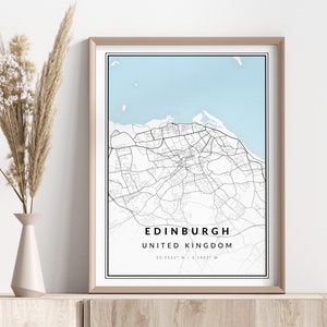 Impression de carte de la ville d'Édimbourg | Affiche d'Édimbourg | Art mural | Impression géographique | Téléchargement numérique
