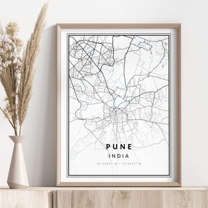 Pune City Map Print | Pune Poster | Wall Art | Geographic Print | Digital Download