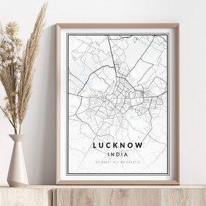 Lucknow City Map Print | Lucknow Poster | Wall Art | Geographic Print | Digital Download