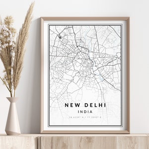 Neu-Delhi Stadt Karte Poster | Neu-Delhi Poster | Wandkunst | Geographischer Druck | Digitaler Download