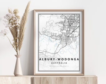 Albury-Wodonga City Map Print | Albury-Wodonga Poster | Wall Art | Geographic Print | Digital Download