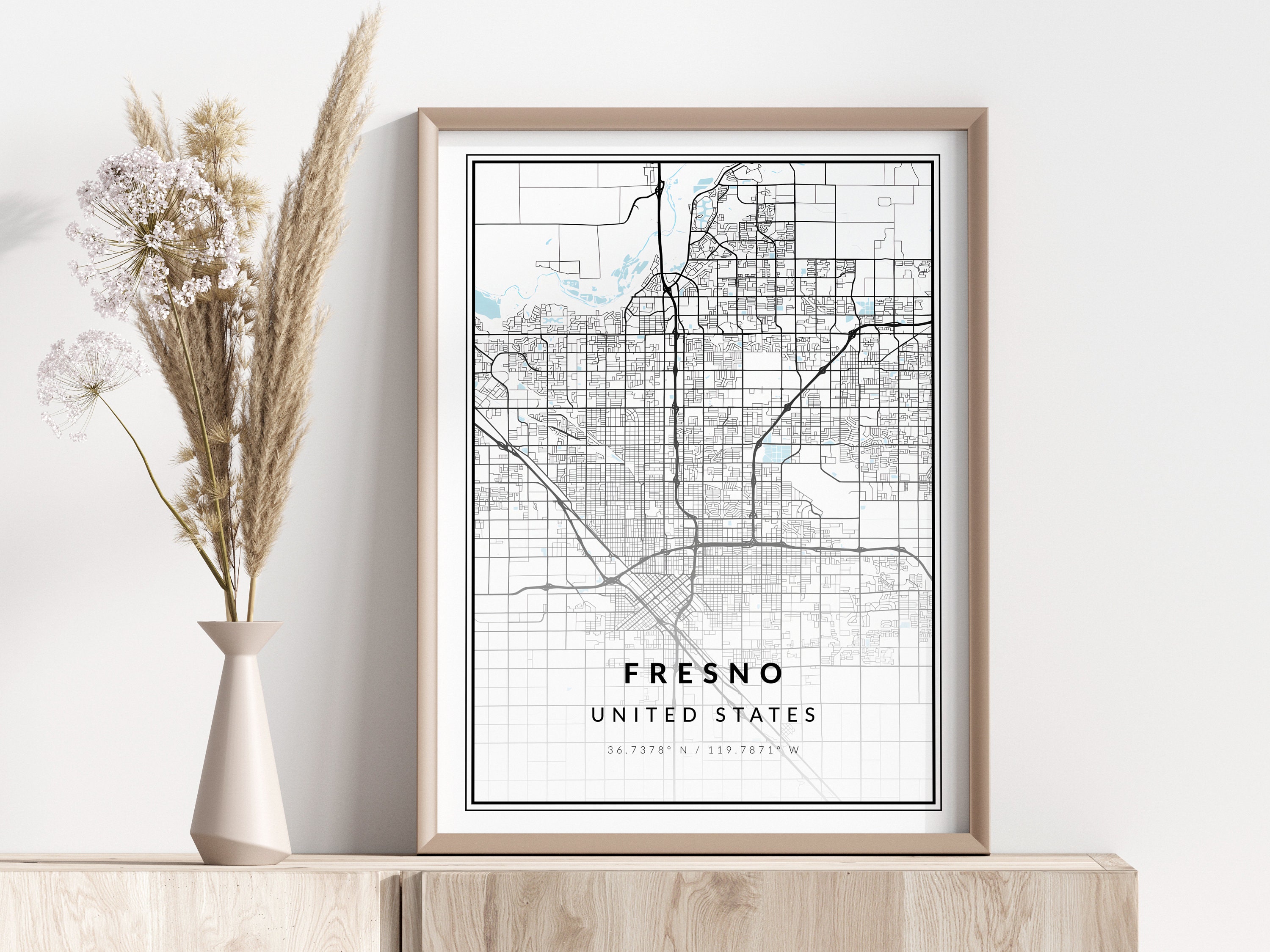 Fresno City Map Print | Fresno Poster | Wall Art | Geographic Print | Digital Download