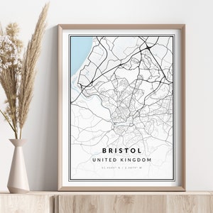 Bristol Stadt Karte Drucken | Bristol Poster | Wandkunst | Geographischer Druck | Digitaler Download