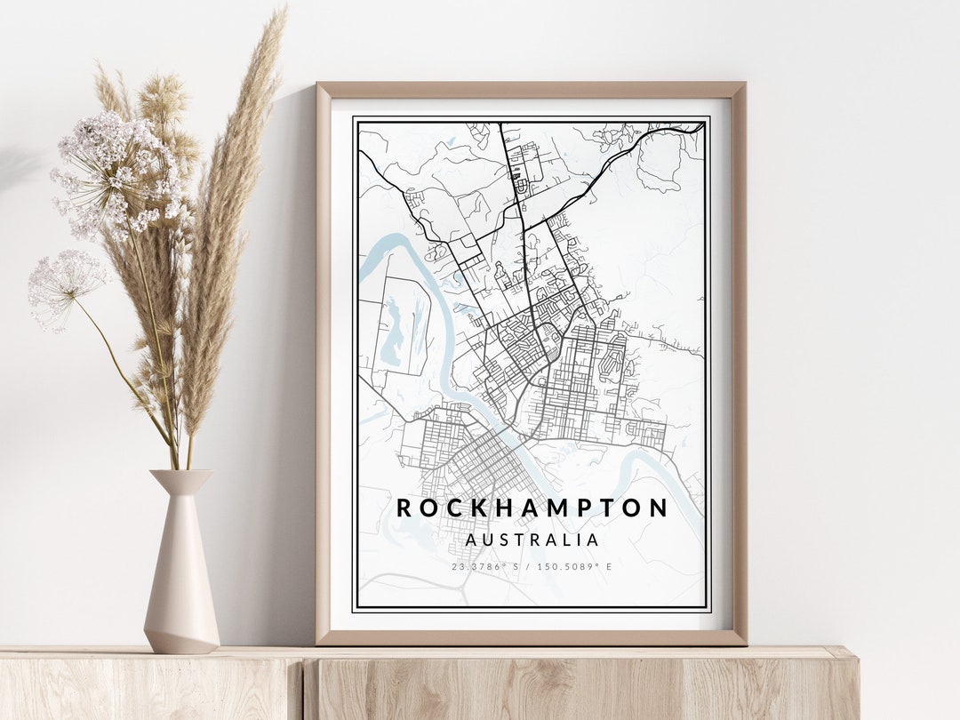 Rockhampton City Map Print Rockhampton Poster Wall Art Geographic Print