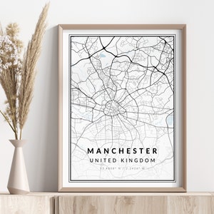 Manchester City Map Print | Manchester Poster | Wall Art | Geographic Print | Digital Download