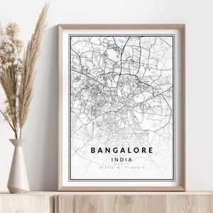 Impressão do mapa da cidade de Bangalore de <br> Entrega Rápida? Bangalore Pôster | Arte de parede | Impressão Geográfica | Download digital