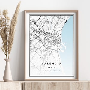 Impresión de mapas de la ciudad de Valencia / Cartel de Valencia / Arte de pared / Impresión geográfica / Descarga digital