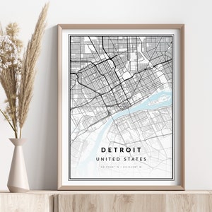 Detroit City Map Print | Detroit Poster | Wall Art | Geographic Print | Digital Download