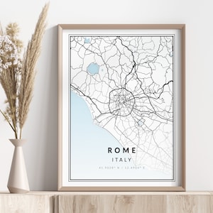 Impresión de mapas de la ciudad de Roma / Cartel de Roma / Arte de pared / Impresión geográfica / Descarga digital
