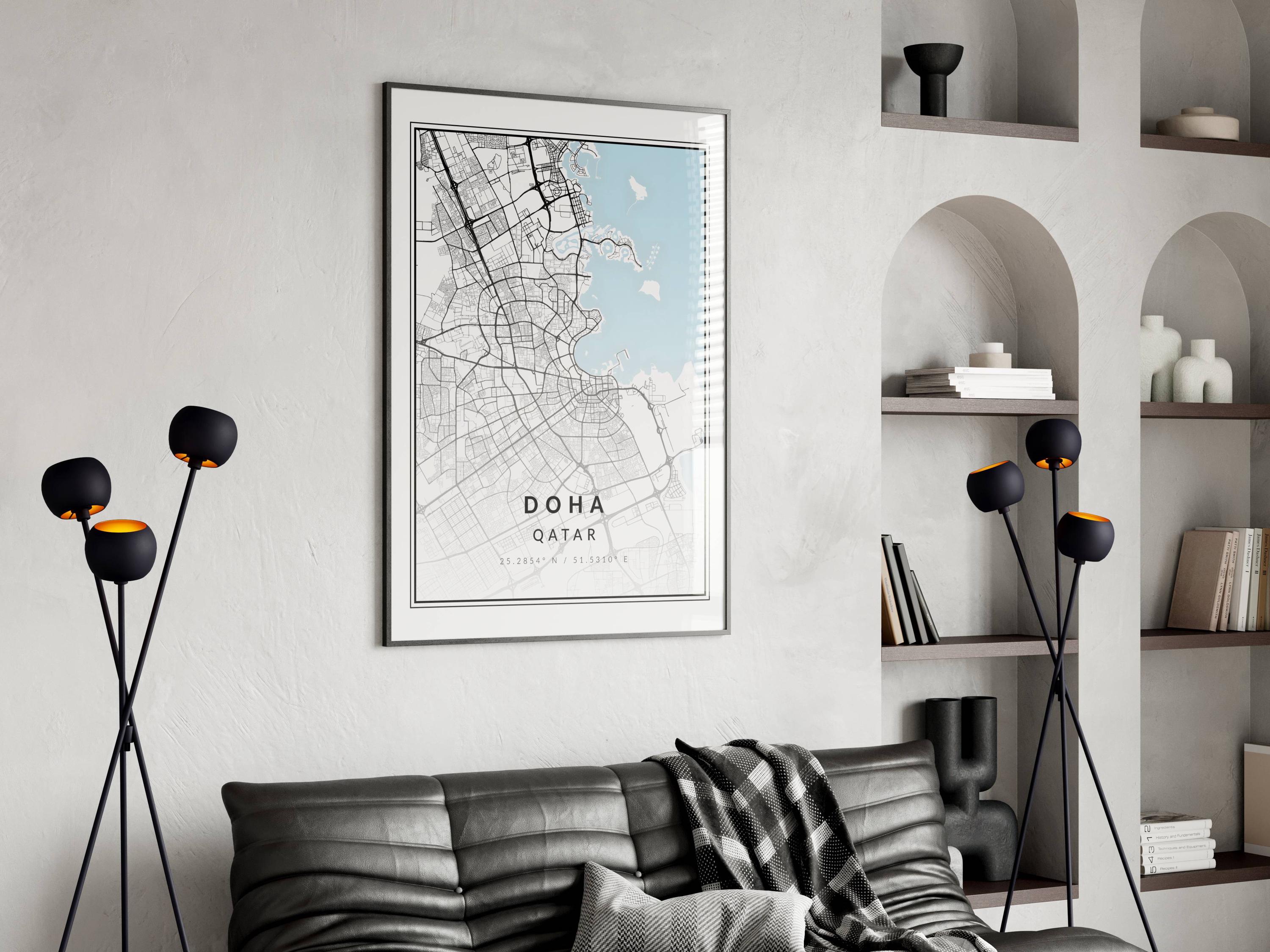 Doha City Map Print | Doha Poster | Wall Art | Geographic Print ...