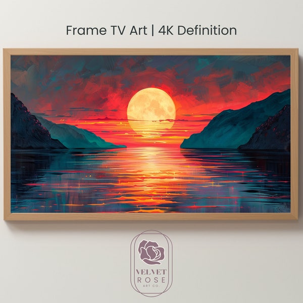 Sunset Frame TV Art, Pink Toned Art Deco, Beach House Bungalow Holiday, Soft Aesthetic, Coastal Summer Evening, 4K High Res Download BEA020