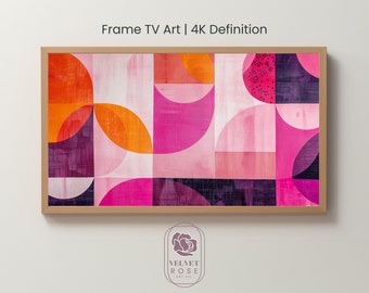 Pink Abstract Frame TV Art, Mid Century Modern Artwork, Orange and Purple, Soft Aesthetic, Girly Room Decor, 4K High Res Download AR006
