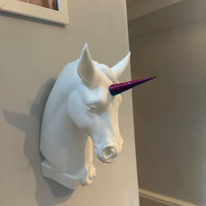 Unicorn Head Wall Mounted or Free Standing Art - 3D Printed Bust - Multiple colors - Girls Bedroom - Home Decor