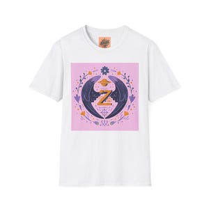Z Letter Witchy Moon Raven T-Shirt | Floral Occult Initial Z