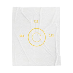 111 Sacred Geometry Circle Velveteen Plush Blanket | Minimal Yellow Symbol