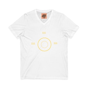 Minimal 111 Target V-Neck Tee | Yellow Concentric Circle Shirt