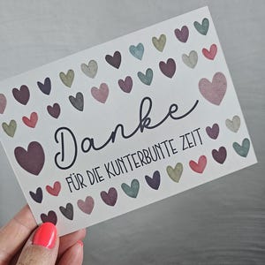 Postkarte Danke für die kunterbunte Zeit recycling Papiere Dankeschön Kindergarten Schule Kita