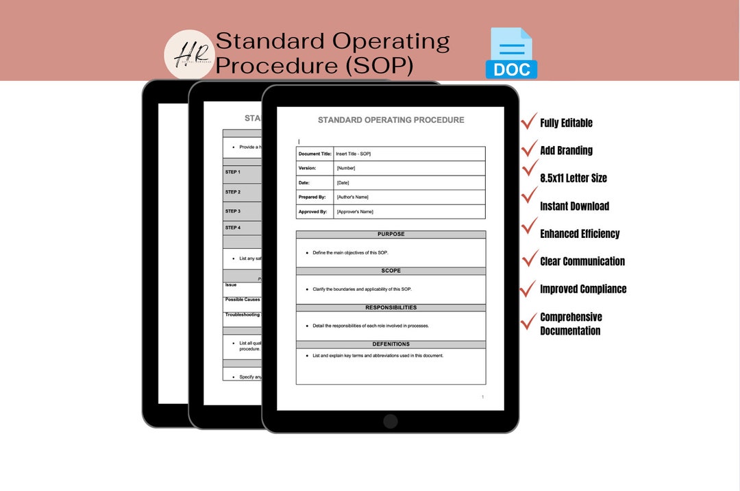Standard Operating Procedure SOP Human Resources HR SOPS Training ...
