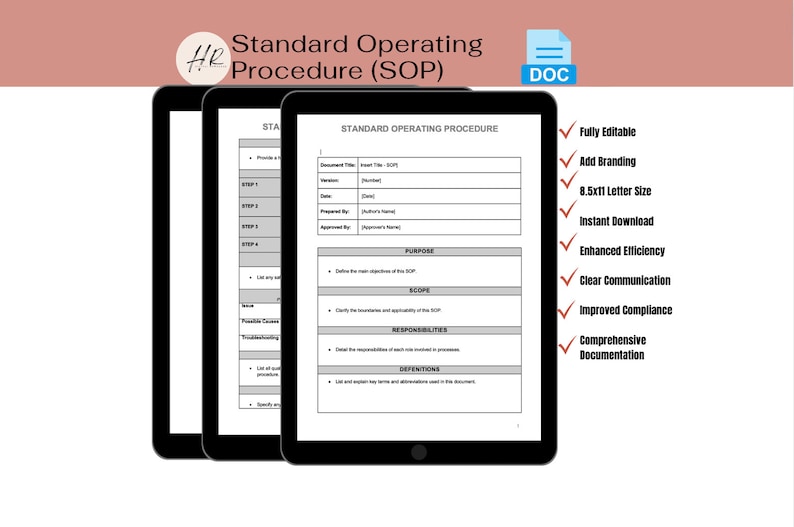 Standard Operating Procedure SOP Human Resources HR SOPS Training ...